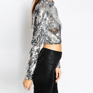 Silver Sequin Crop Top