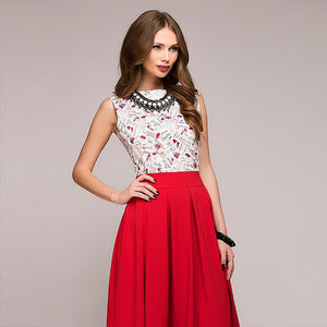 #evening Knee Length Dress-Women’s Knee Length Dresses-📸 #CrayeLabel-Red-S-CrayeLabel.com