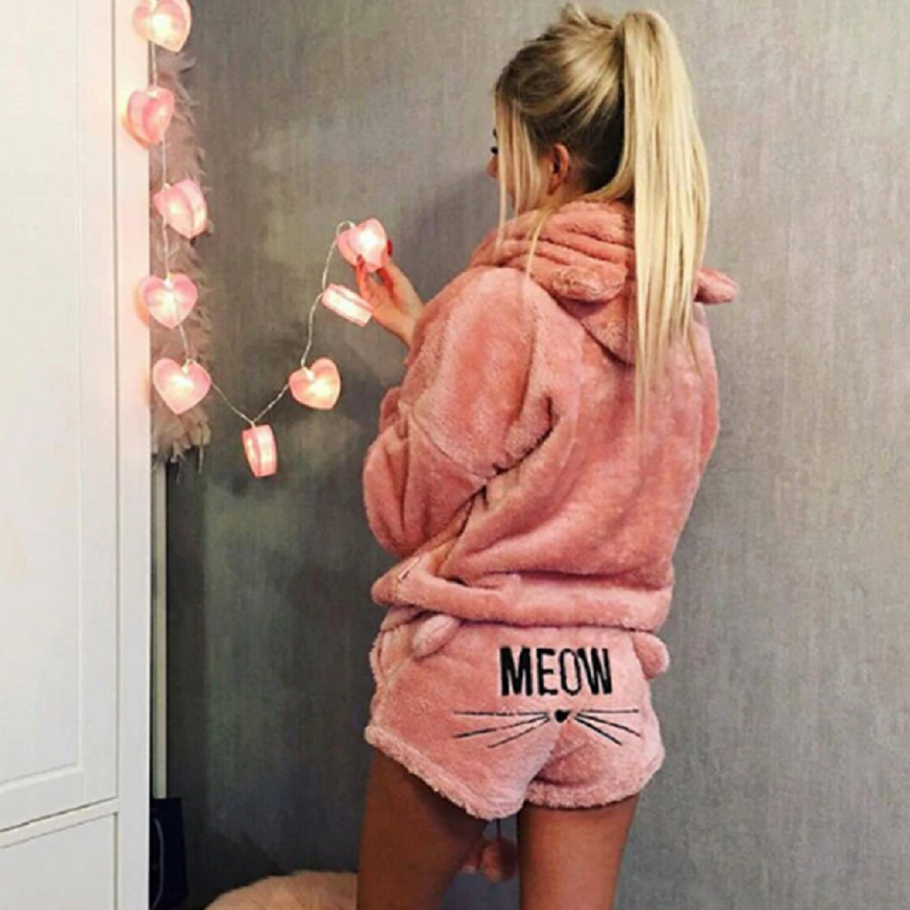 Meow Hoodie And Short Set