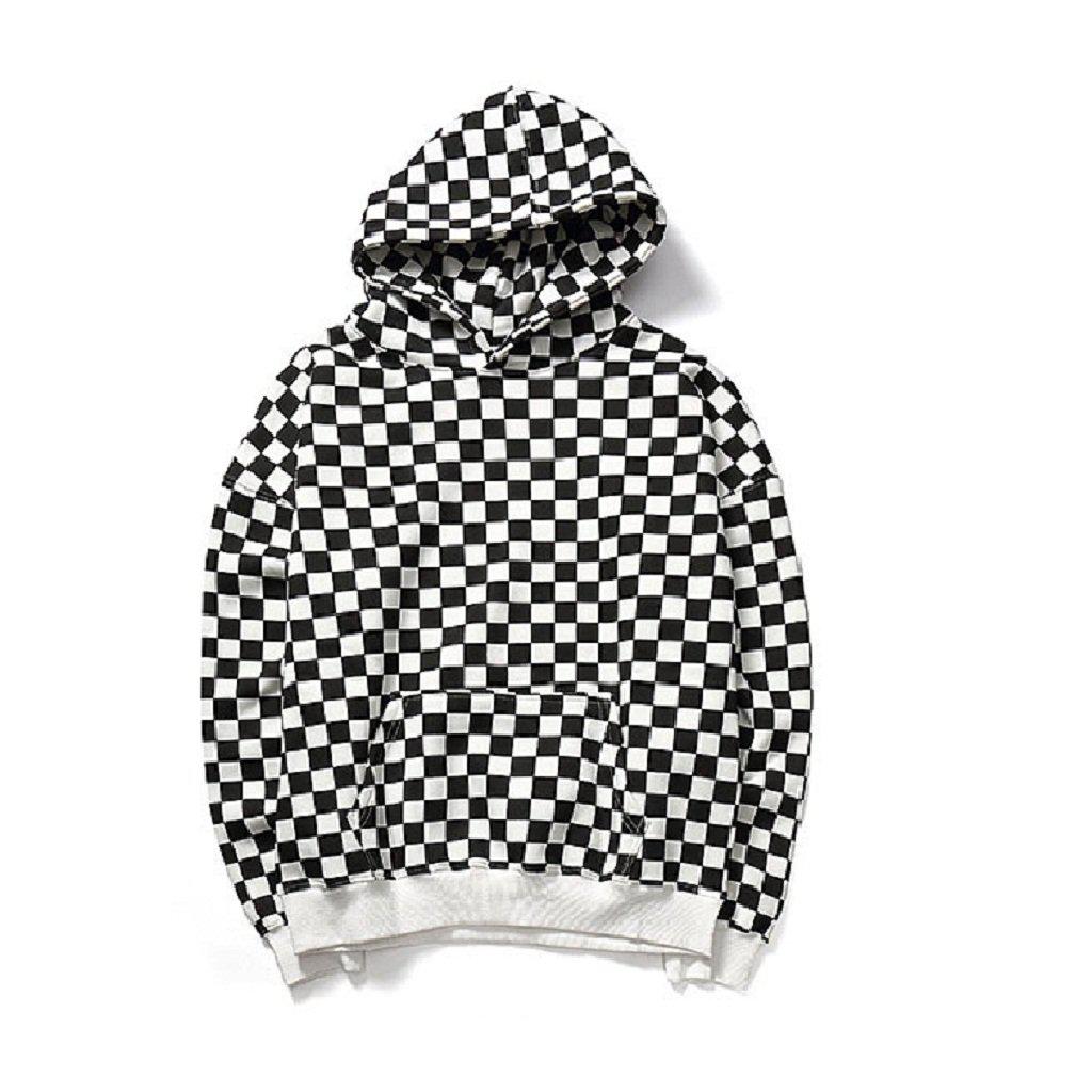 #checkered Hoodie-Men&#39;s Hoodies-📸 #CrayeLabel-Black White-L-CrayeLabel.com