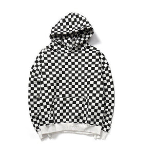 #checkered Hoodie-Men's Hoodies-📸 #CrayeLabel-Black White-L-CrayeLabel.com