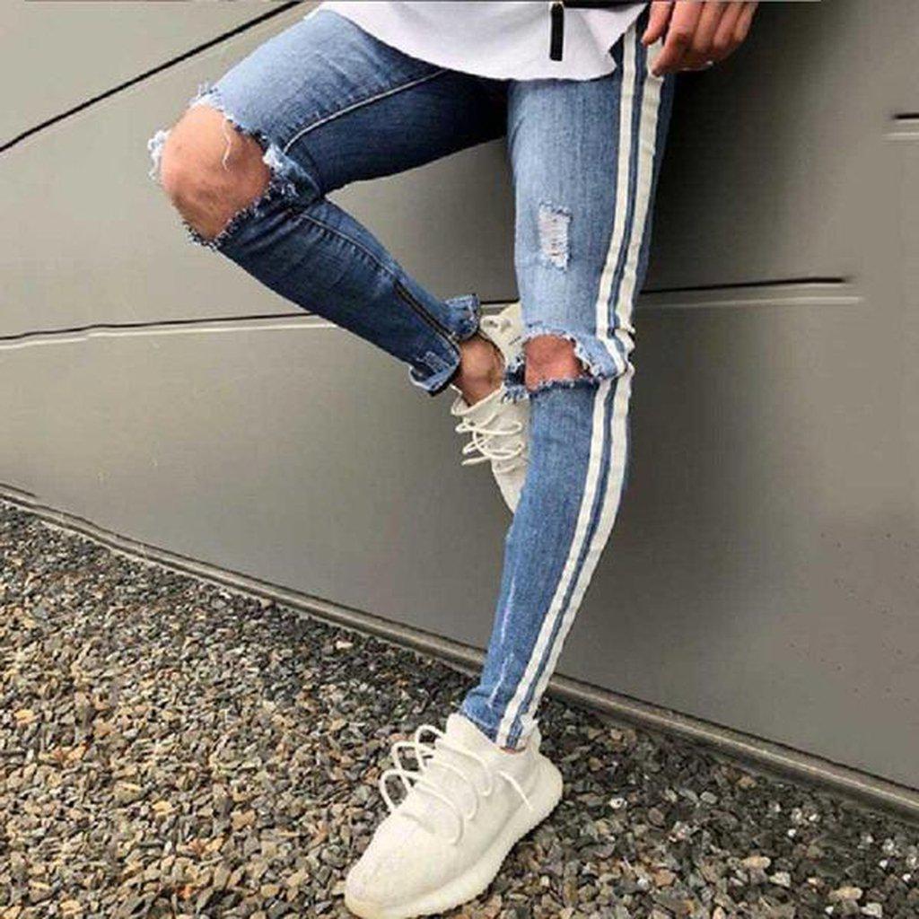 #ripped Skinny Jeans-Men's Jeans-📸 #CrayeLabel-Blue-3XL-CrayeLabel.com