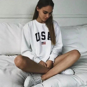 #USA Printed Sweatshirt-Women's Sweatshirts-📸 #CrayeLabel-White-S-CrayeLabel.com