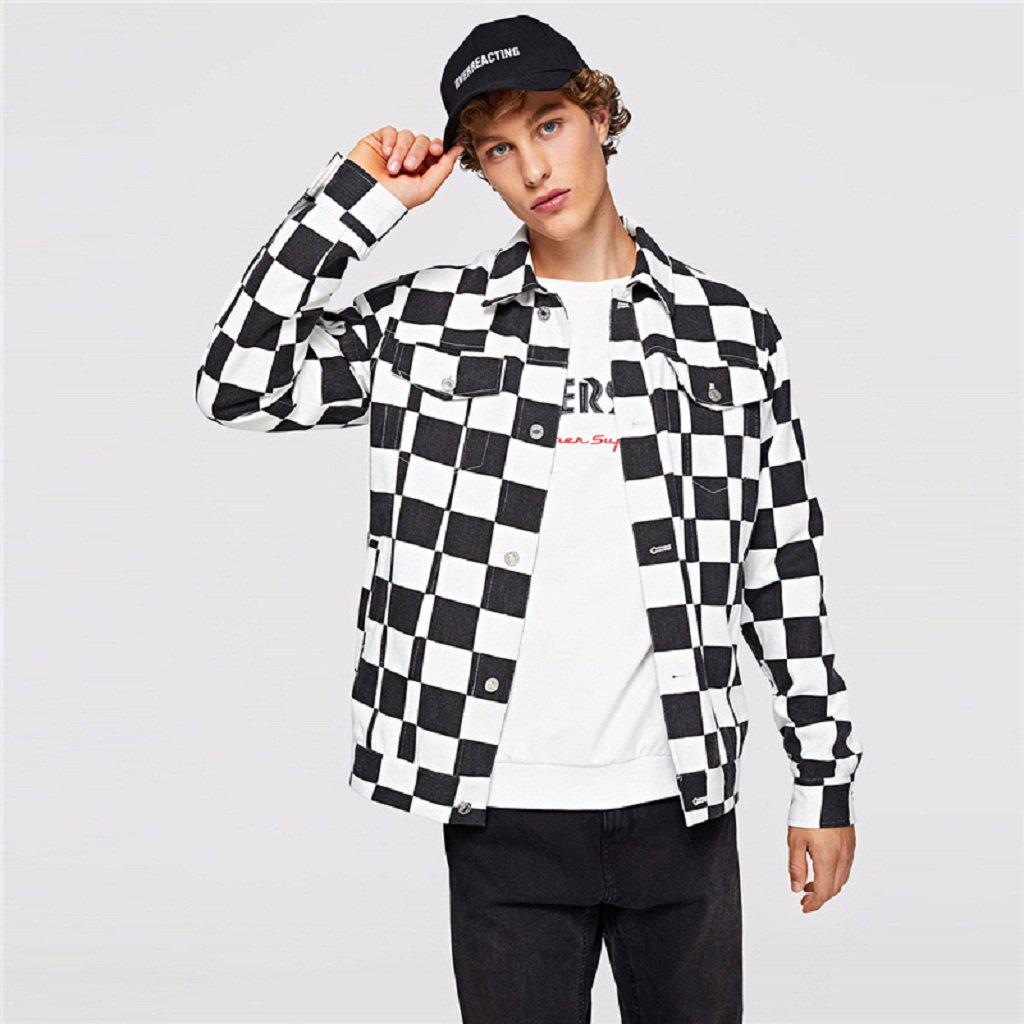 #checked Jacket-Men&#39;s Jackets &amp; Outerwear-📸 #CrayeLabel-Black-S-CrayeLabel.com