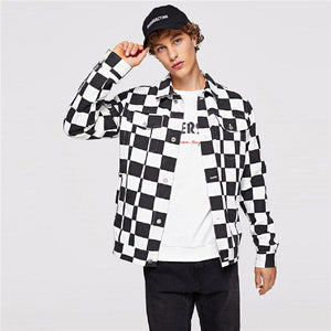#checked Jacket-Men's Jackets & Outerwear-📸 #CrayeLabel-Black-S-CrayeLabel.com