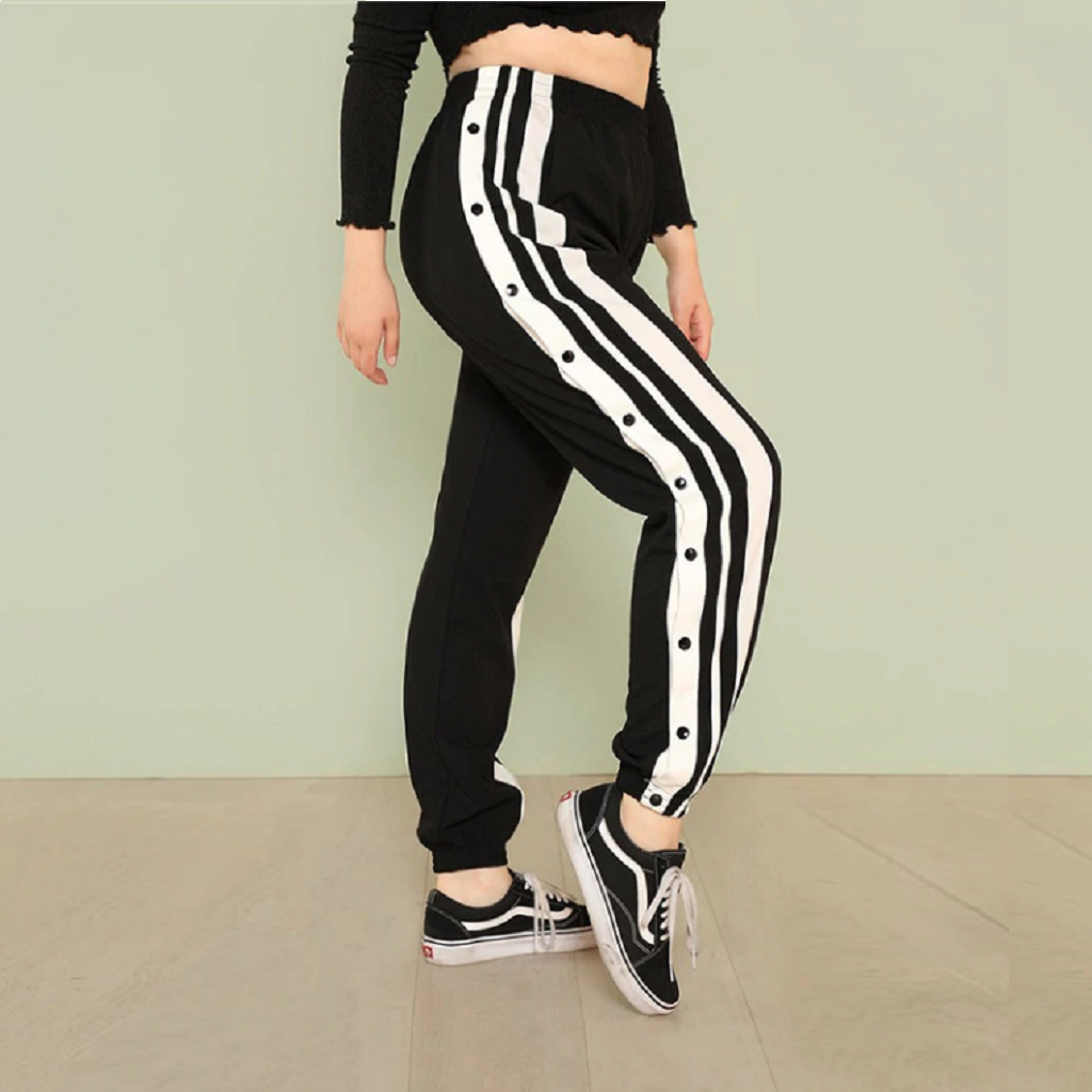 #striped Trouser-Women's Trousers-📸 #CrayeLabel-Black-L-CrayeLabel.com
