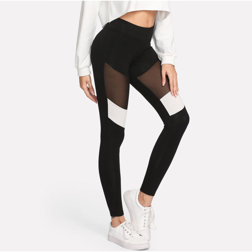 #contrastmesh Leggings-Women's Leggings-📸 #CrayeLabel-Black-XS-CrayeLabel.com