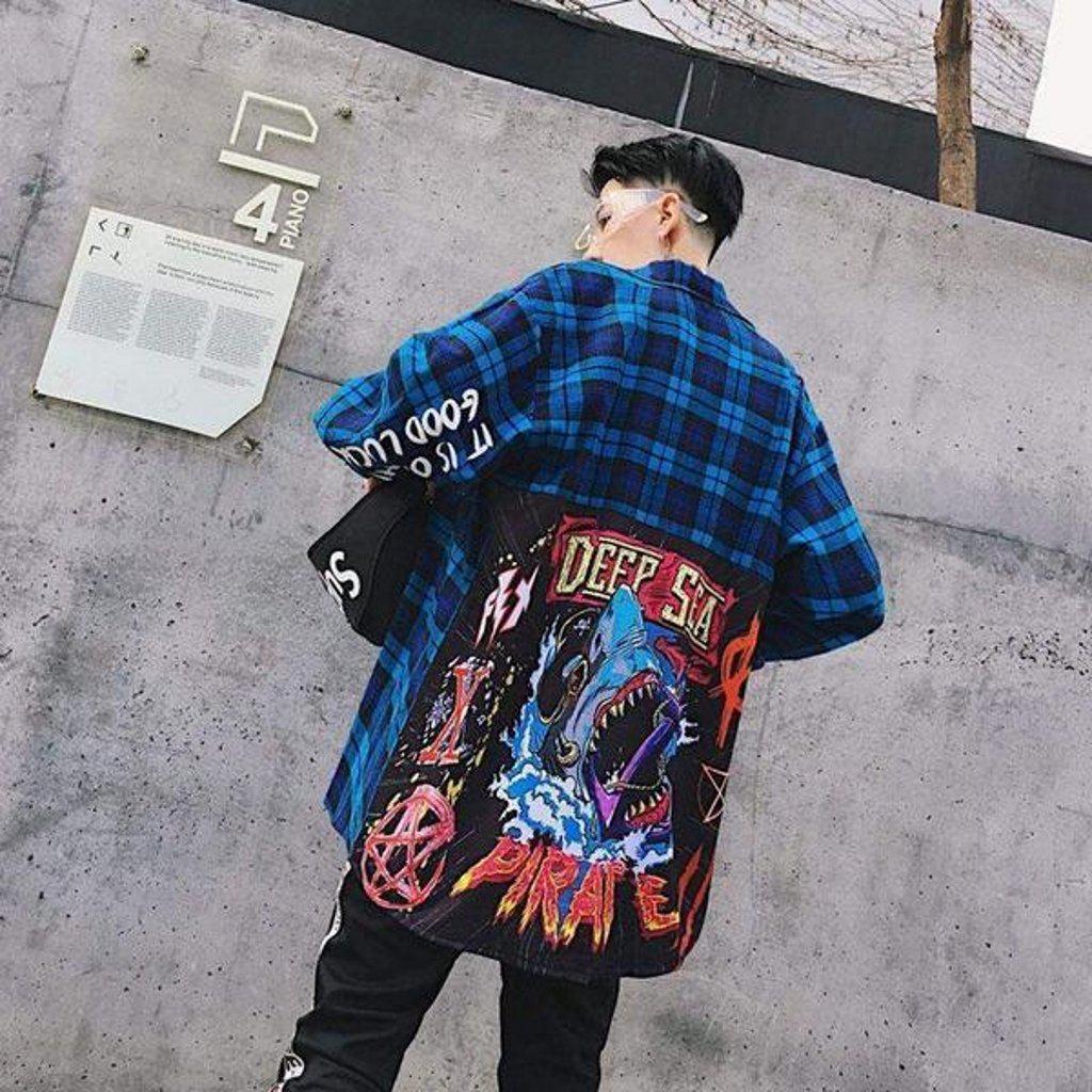 Deep Sea Plaid Button Up Shirt-Men's Button Up Shirts-📸 #CrayeLabel-Blue-M-CrayeLabel.com