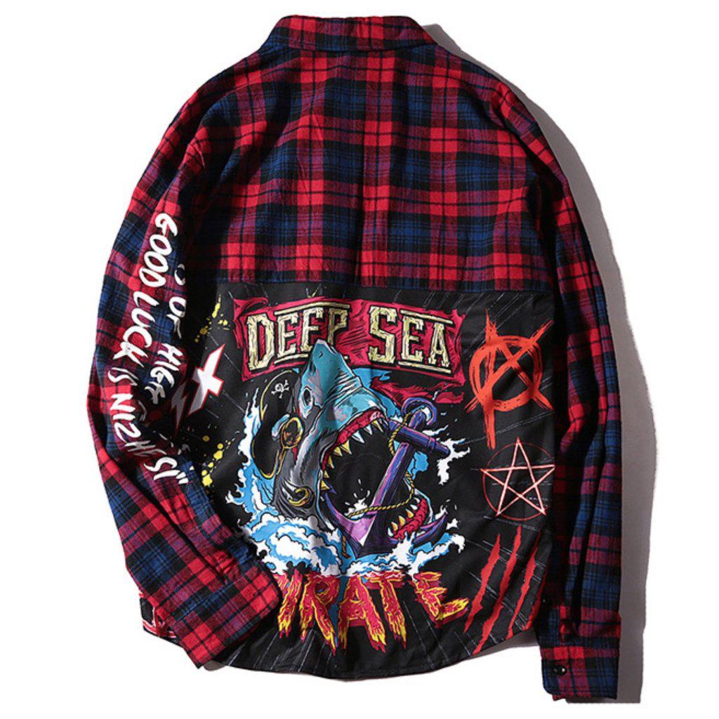 Deep Sea Plaid Button Up Shirt-Men's Button Up Shirts-📸 #CrayeLabel-CrayeLabel.com