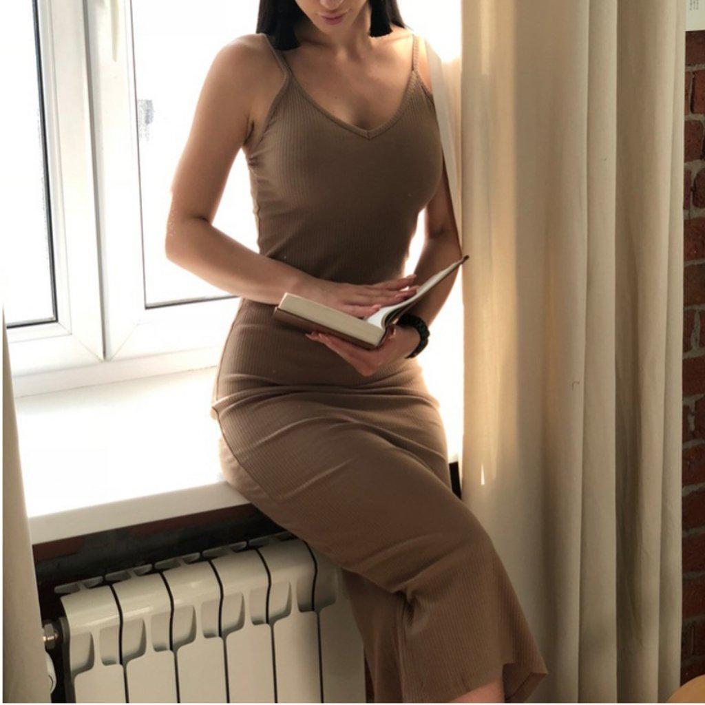 #elegant Knee Length Dress-Women's Dresses-📸 #CrayeLabel-Khaki-One Size-CrayeLabel.com