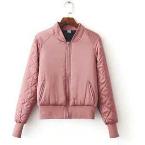#paddedbomber Jacket-Women's Jackets-CrayeLabel.com-Dark Pink-S-China-CrayeLabel.com
