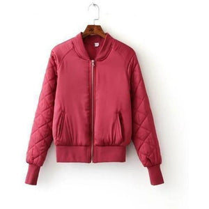 #paddedbomber Jacket-Women's Jackets-CrayeLabel.com-Red-S-China-CrayeLabel.com