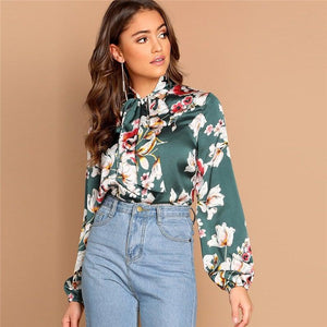 Bow Tie Floral Blouse