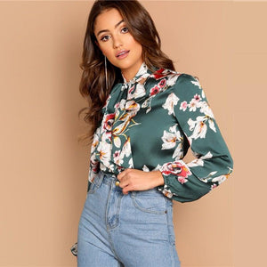 Bow Tie Floral Blouse