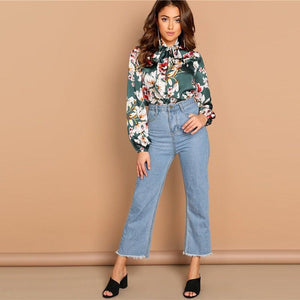 Bow Tie Floral Blouse