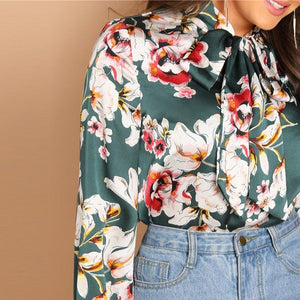 Bow Tie Floral Blouse