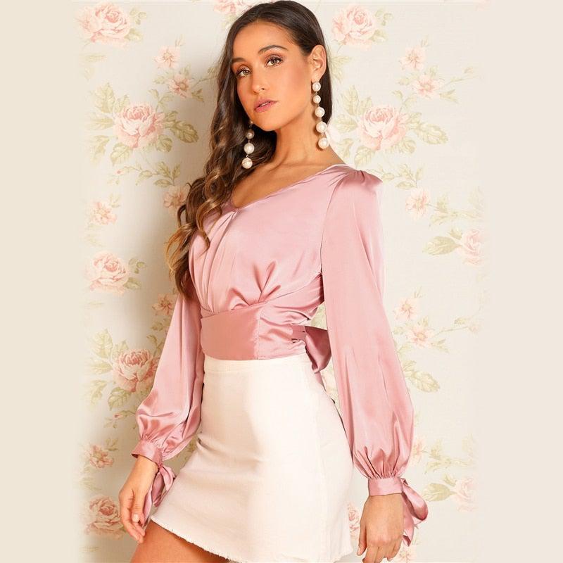 Satin Glam Crop Top Blouse