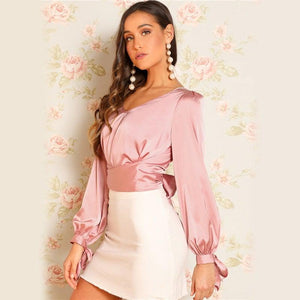 Satin Glam Crop Top Blouse