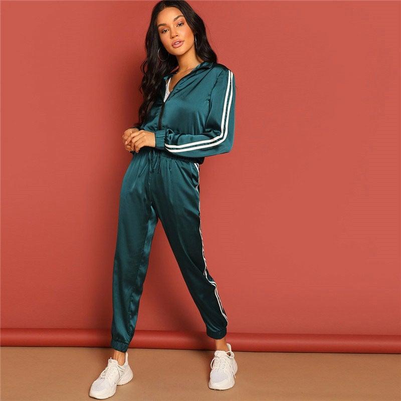 Athletic Striped Jacket And Pants Tracksuit