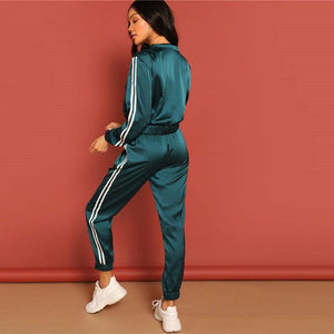 Athletic Striped Jacket And Pants Tracksuit