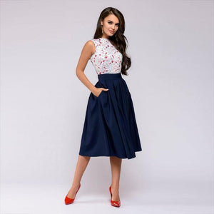 #evening Knee Length Dress-Women’s Knee Length Dresses-📸 #CrayeLabel-Navy-S-CrayeLabel.com