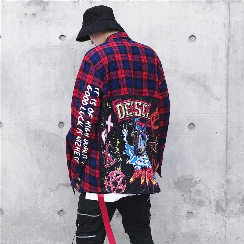 Deep Sea Plaid Button Up Shirt-Men's Button Up Shirts-📸 #CrayeLabel-Red-M-CrayeLabel.com