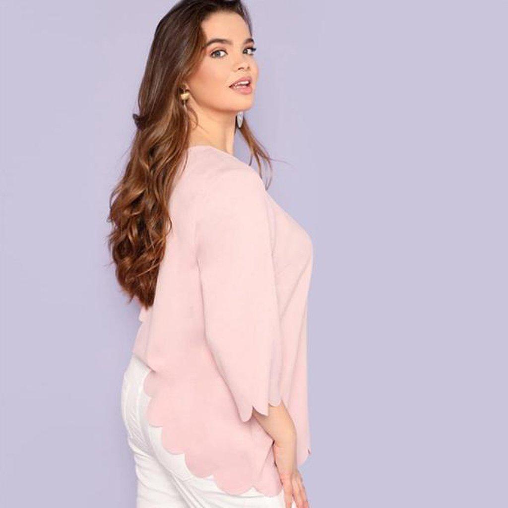 #back Button Top-Women's Blouses-📸 #CrayeLabel-Pink-L-CrayeLabel.com