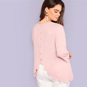 #back Button Top-Women's Blouses-📸 #CrayeLabel-CrayeLabel.com